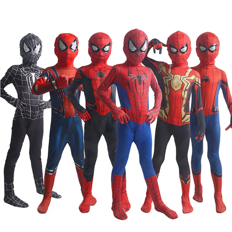 New Superhero Spiderman Kids stitch Costume Set Iron Miles Amazing Halloween Outdoor Play Cosplay Bodysuit for Boys and Girls