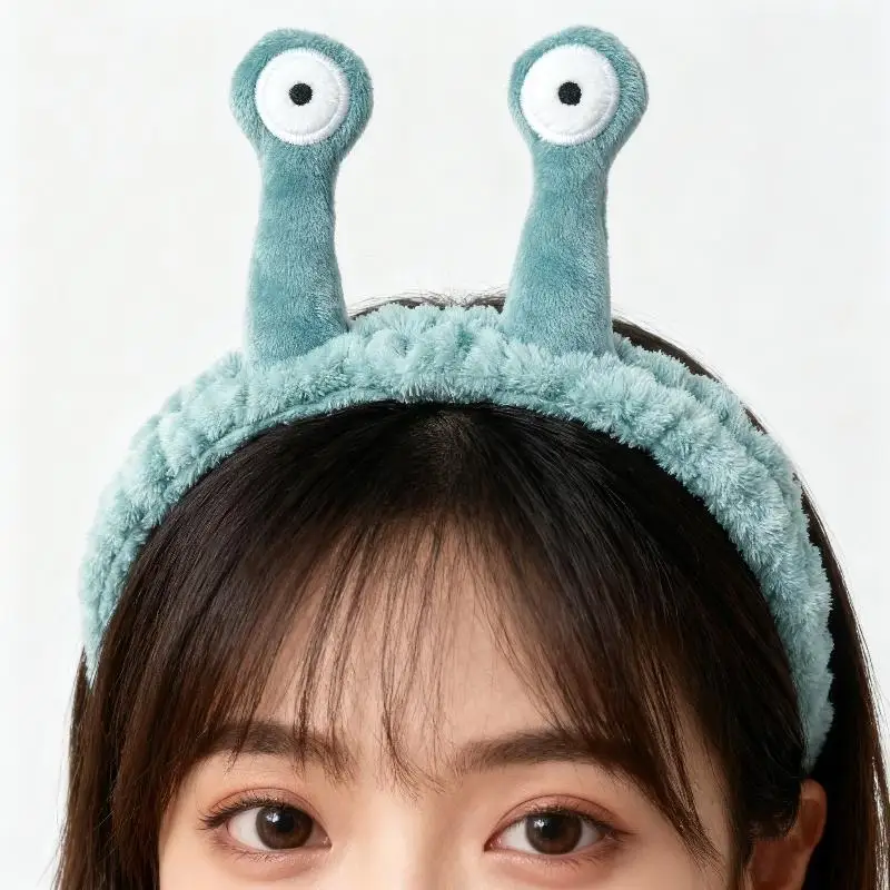 عصابة رأس على شكل آذان حيوانات مع كرة منفوشة من الصوف المرجاني الناعم شريط مرن للنساء مكياج وغسل الوجه والعناية بالبشرة ومستحضرات التجميل #2
