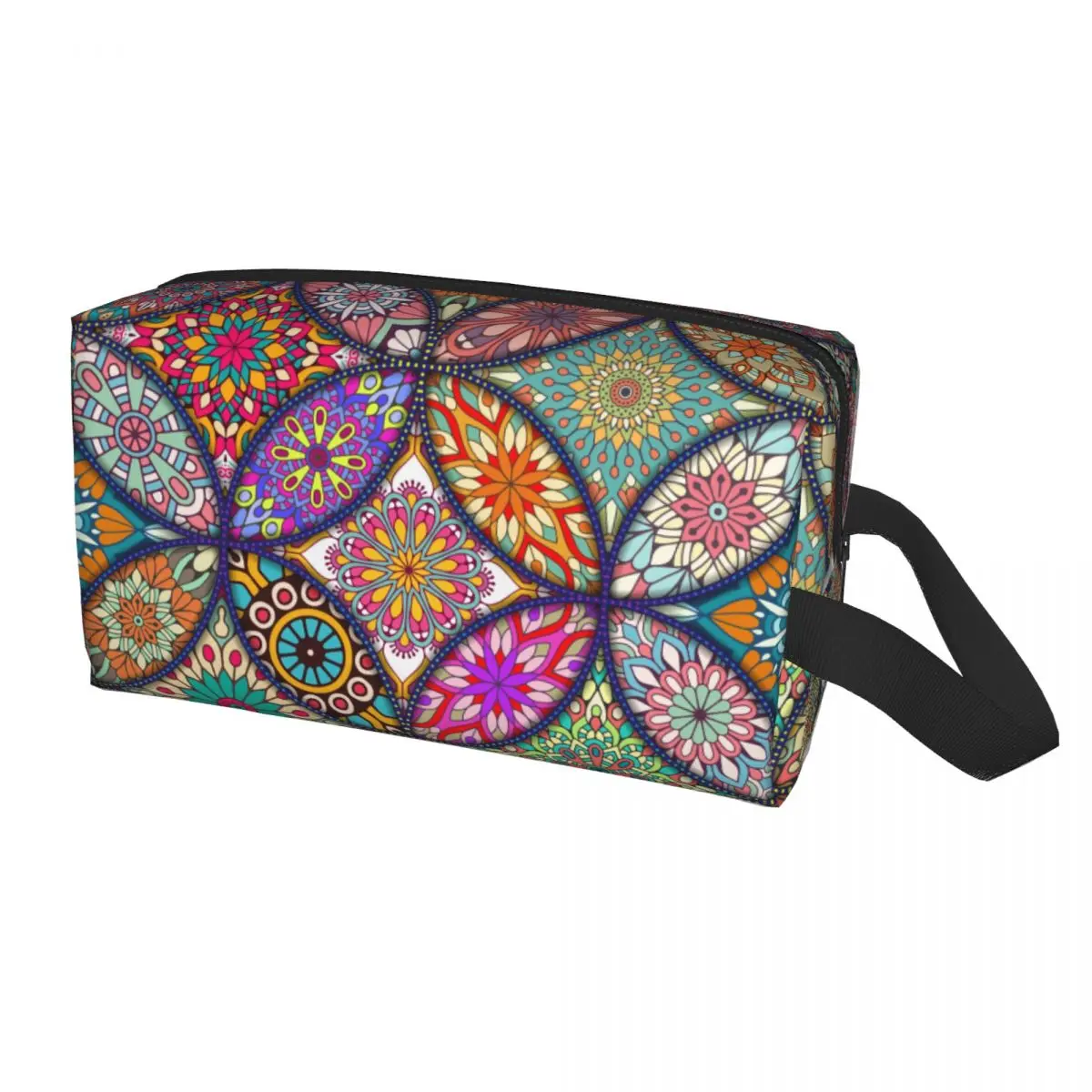 Custom Arabic Indian Ethnic Floral Mandalas Pattern Cosmetic Bag Fashion Large Capacity Makeup Case Beauty Storage Toiletry Bags