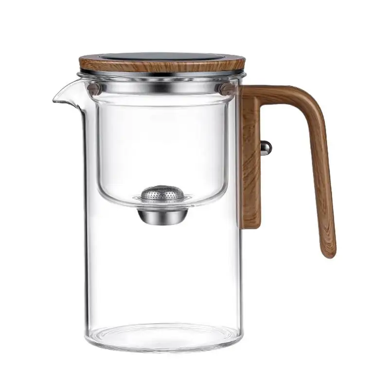 Glass Teapot With Strainer Loose Tea Wooden Handle Teapot With Infuser Detachable Design Clear Glass Tea Kettle For Brewing