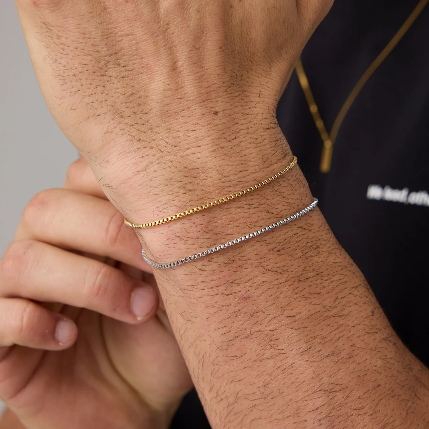 St-Delan Stainless Steel Box Chain Bracelet 1.5mm Thin Adjustable Extension Chain Simple Women Men Jewelry