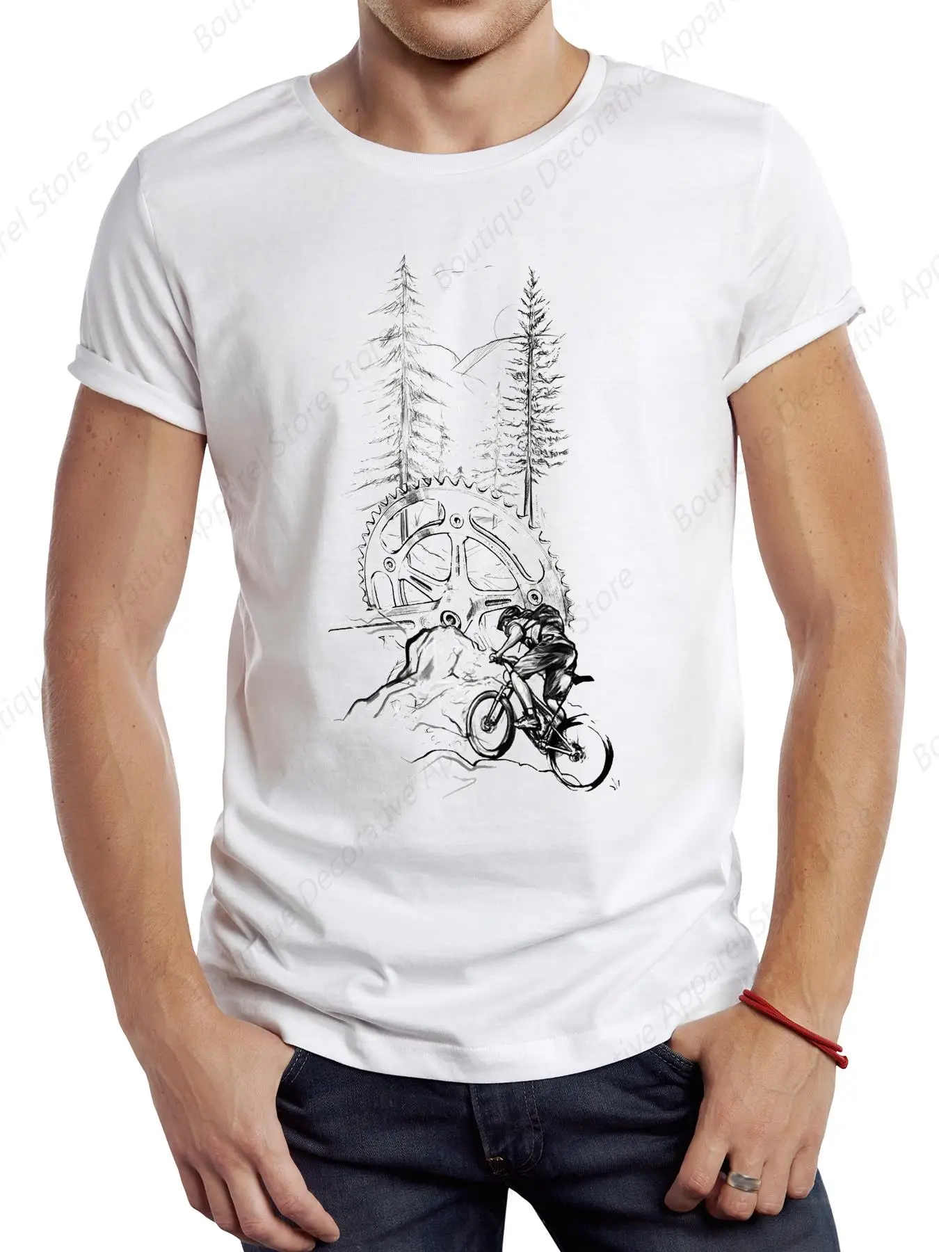 TEEHUB Vintage Bicycle Printed Men T shirt MTB Sport Cloth Riding Bike Printing Tops Hipster Tee