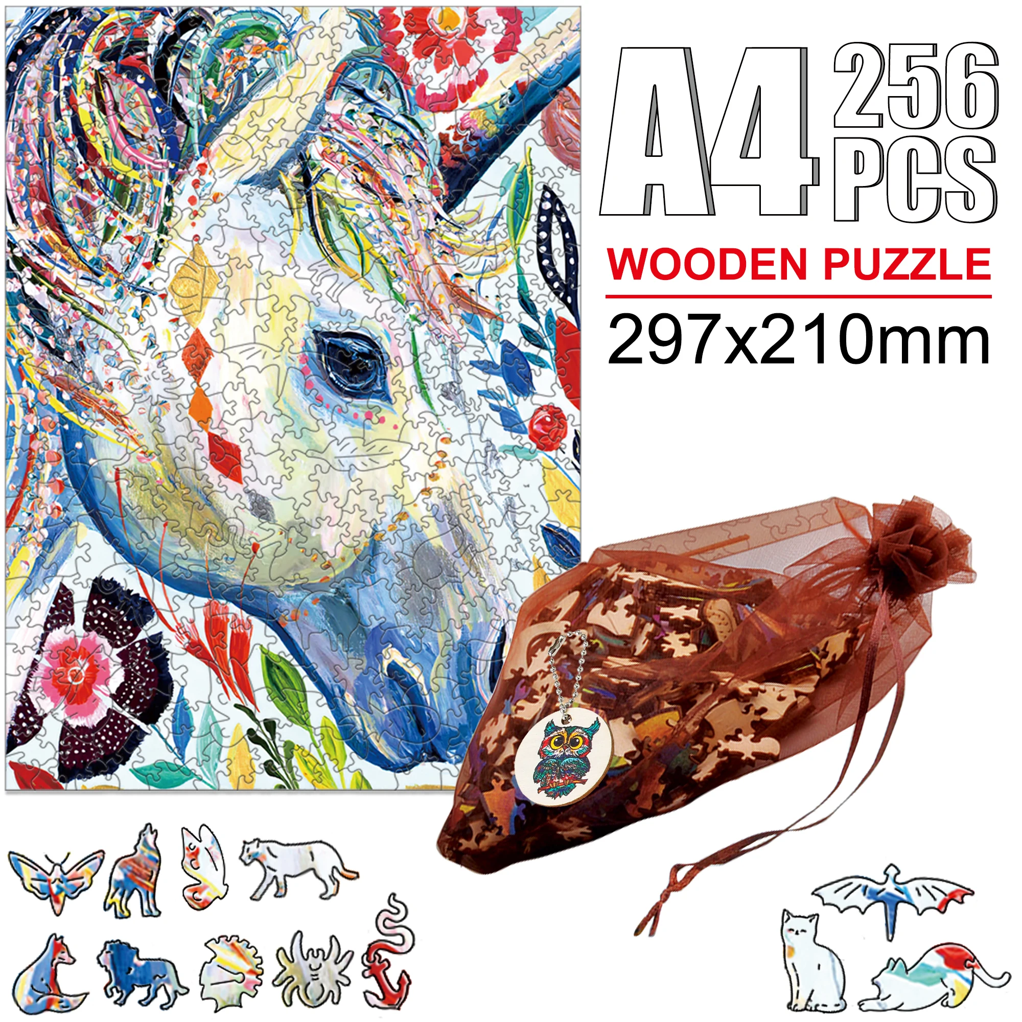 Unique 3D Fox Cow Elephant Animal  Adult Kids Jigsaw Puzzles Toys Wooden Montessori Toy  Educational Toys For Children