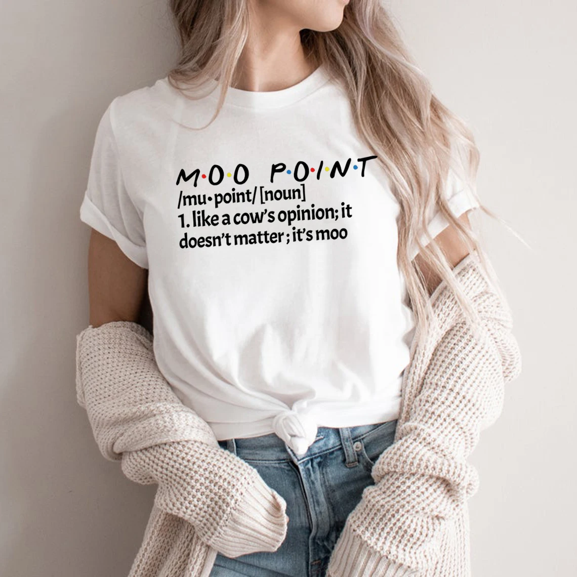 Women Cute Harajuku Graphic T Shirts Friends Moo Point Shirt Rachel Monica Friends TV Show T-shirt Joey Moo Point Tees