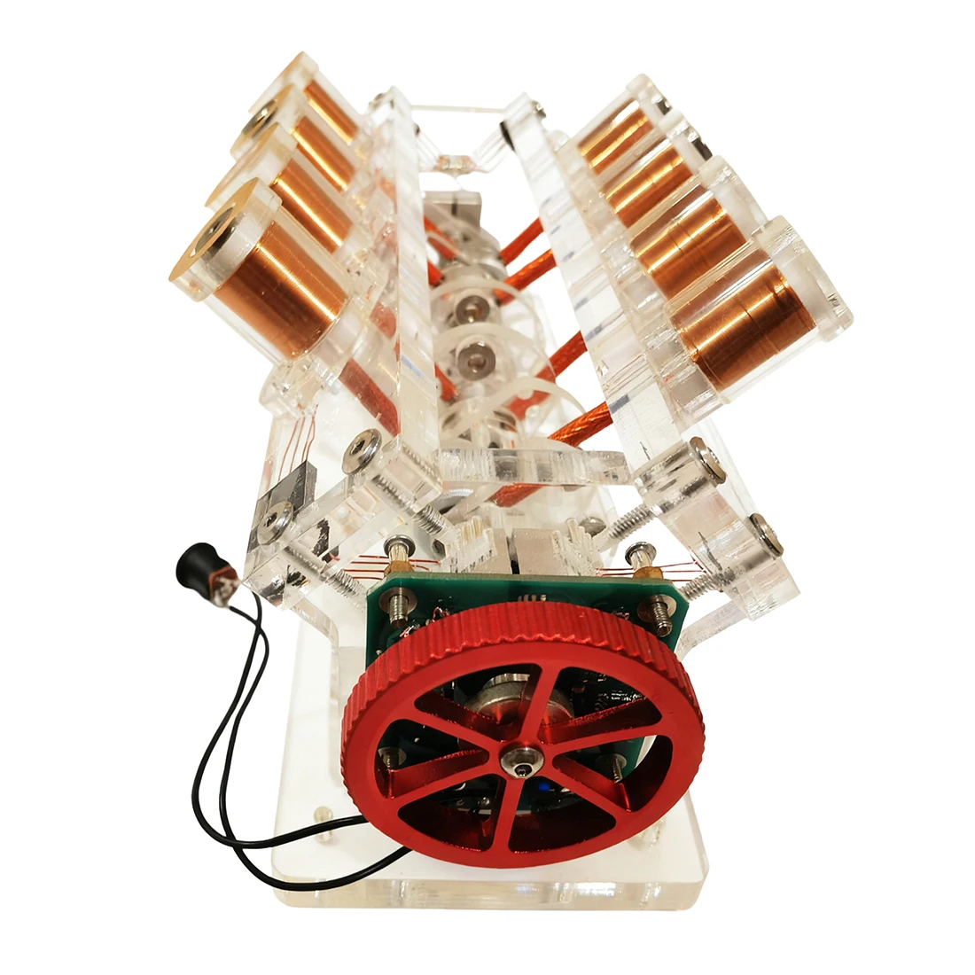 

Восьмицилиндровая модель электромагнитного двигателя, медная катушка, электромагнитный привод, модель научного эксперимента, игрушка