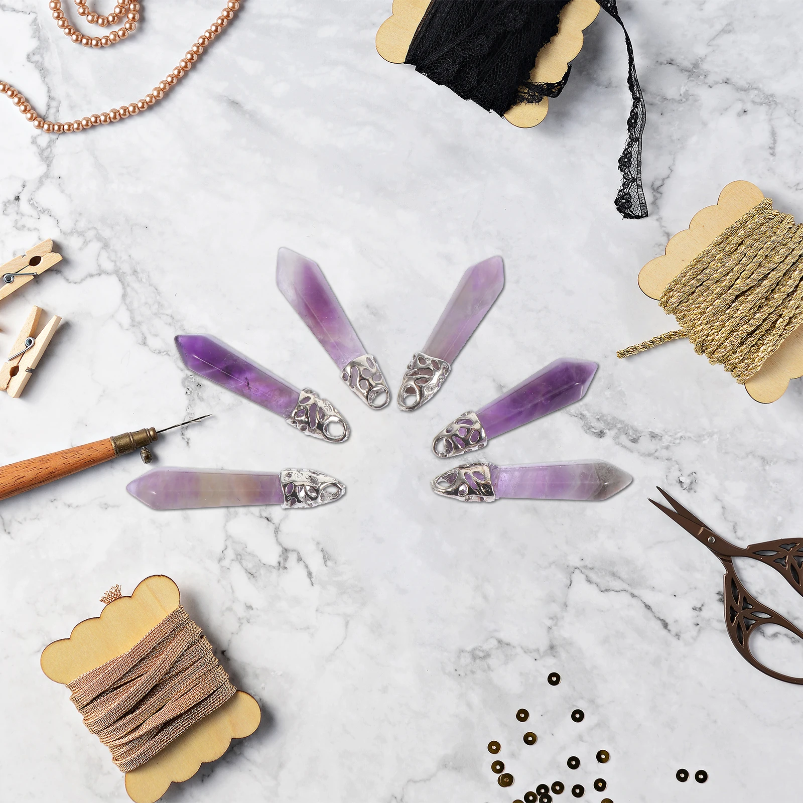 

6pcs Amethyst Jewelry Making Charms Diy Earrings Necklace Bracelet Accessories Hanging Pendant Earring Charms Fashion Diy