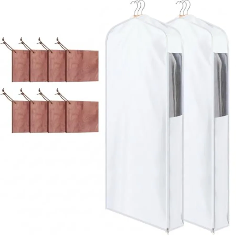 

2 комплекта хлопковых мешков LonCotton Gent размером 60'' x 24'' x 6'' для хранения и защиты, 8 кедровых брикетов для сохранения свежести и защиты от влаги, дышащий чехол