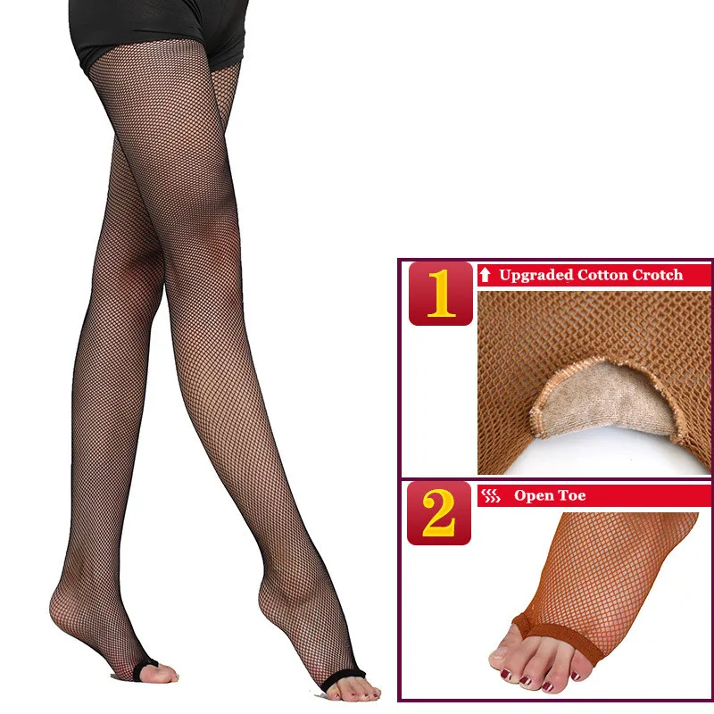 Mode Professionelle Frauen Latin Dance Strumpfhosen Sexy Fishnet Strumpfhosen Latin Dance Elastische Dünne OpenToe Net Strumpfhosen Oberschenkel Strümpfe – Detail 6