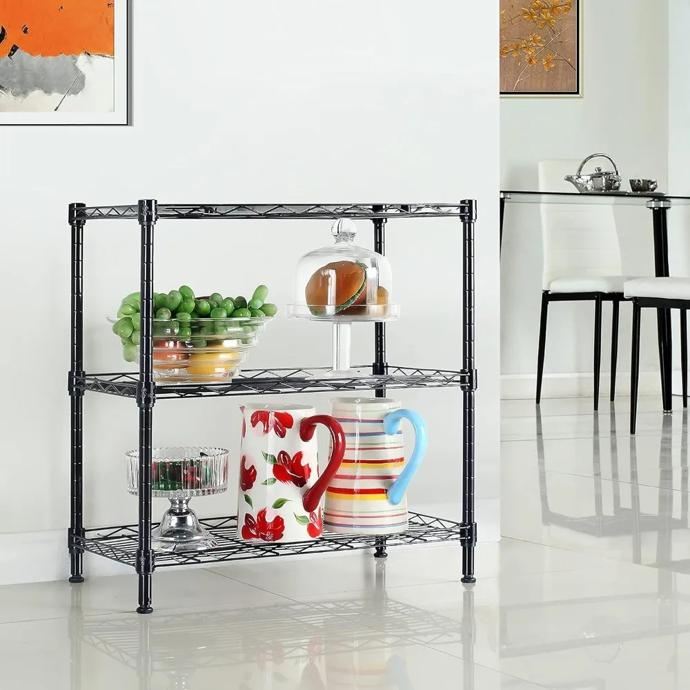 SINGAYE-prateleira ajustável do metal, unidade do armazenamento, shelving do fio, preto, 21,26 "W x 11,41" D x 22,83 "H, 3 prateleiras