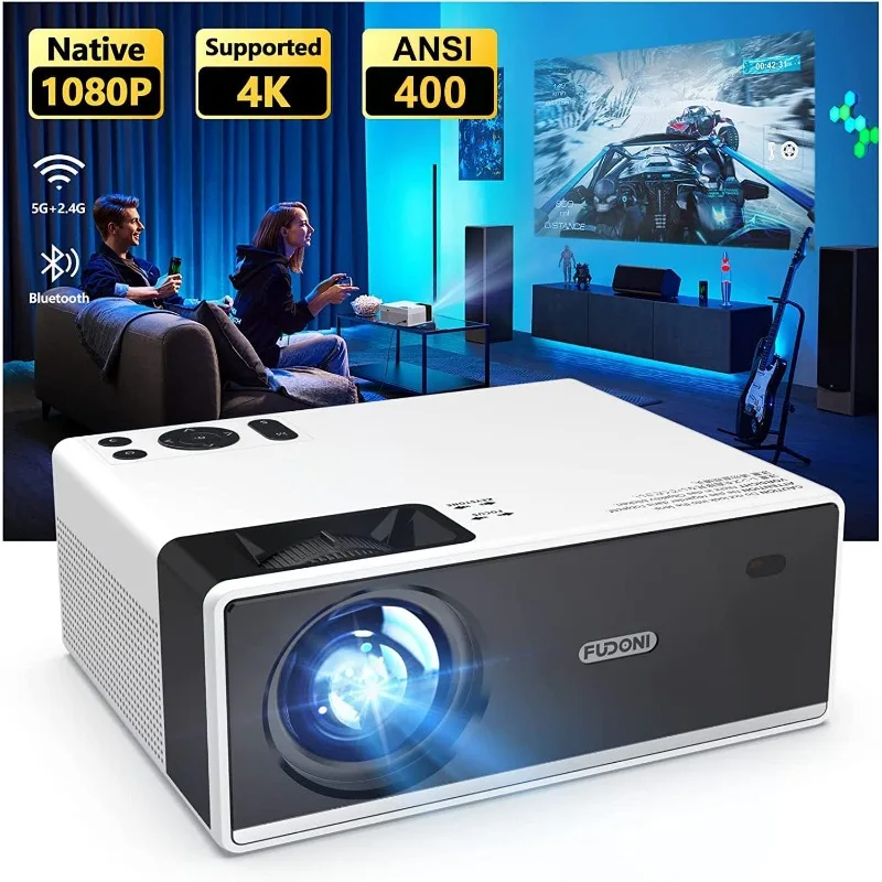 Projector with WiFi and Bluetooth, Outdoor Portable 4K Support Projector 18000L HD 1080P Max 300