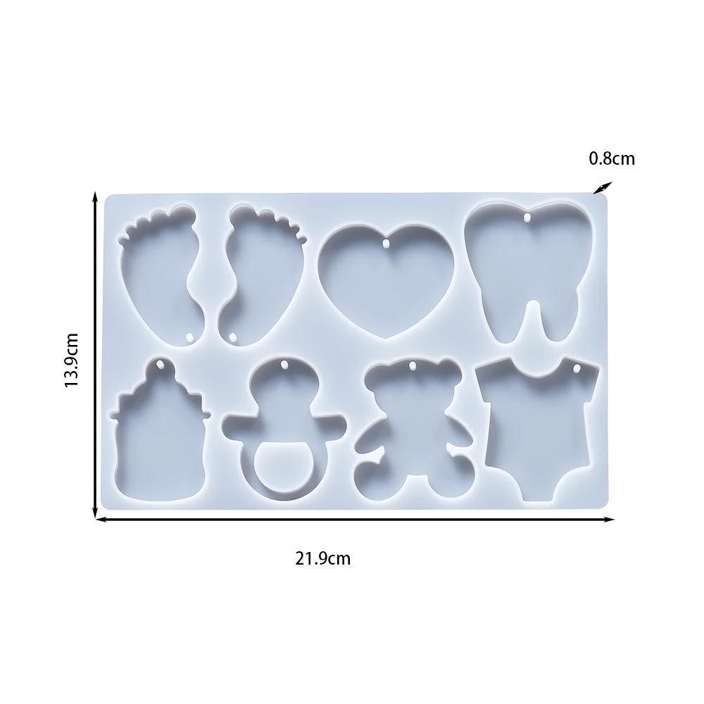 Cute Foot Bear Heart Shape Necklace Pendants Silicone Mold Pendant Epoxy Resin Casting Mould for DIY Keychain Jewelry Making