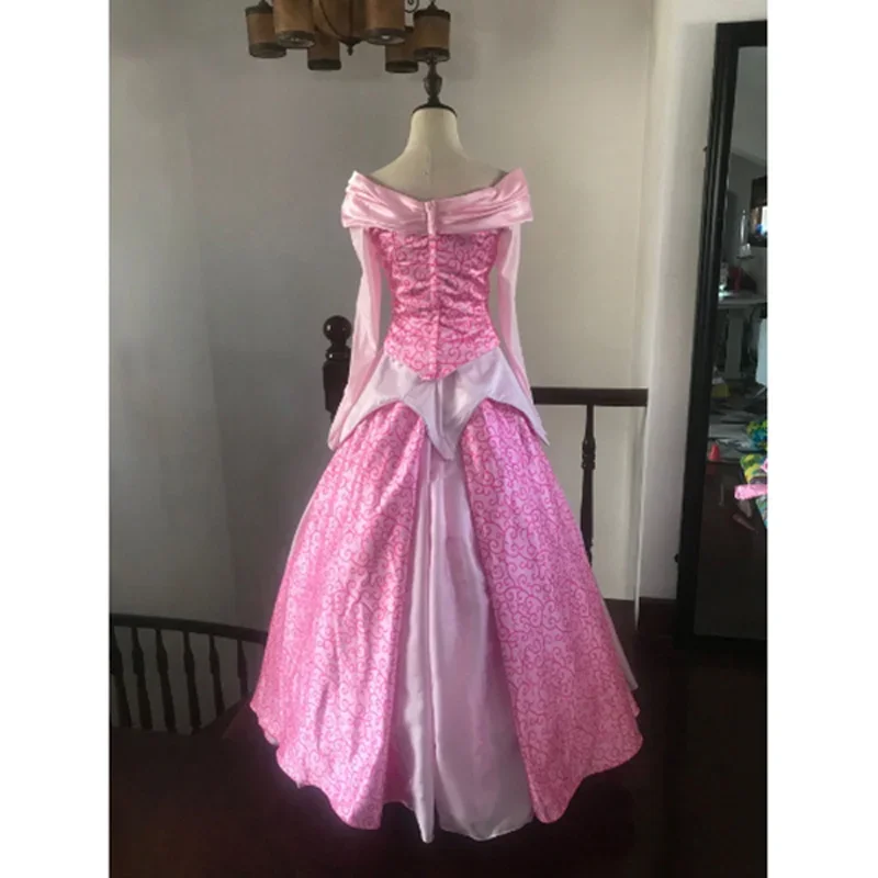 Disfraz de cosplay de princesa Aurora para mujer, vestido rosa de manga larga para niña adulta, disfraz de fiesta de Halloween, vestido hecho a medida