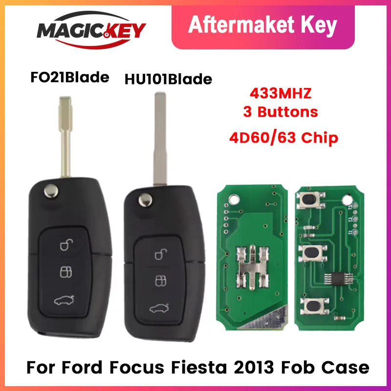 

MAGICKEY 433MHZ 4D60 Chip Car Remote Key Fit for Ford Fusion Focus Mondeo Fiesta Galaxy Automobile FO21 Blade Flip Auto Key