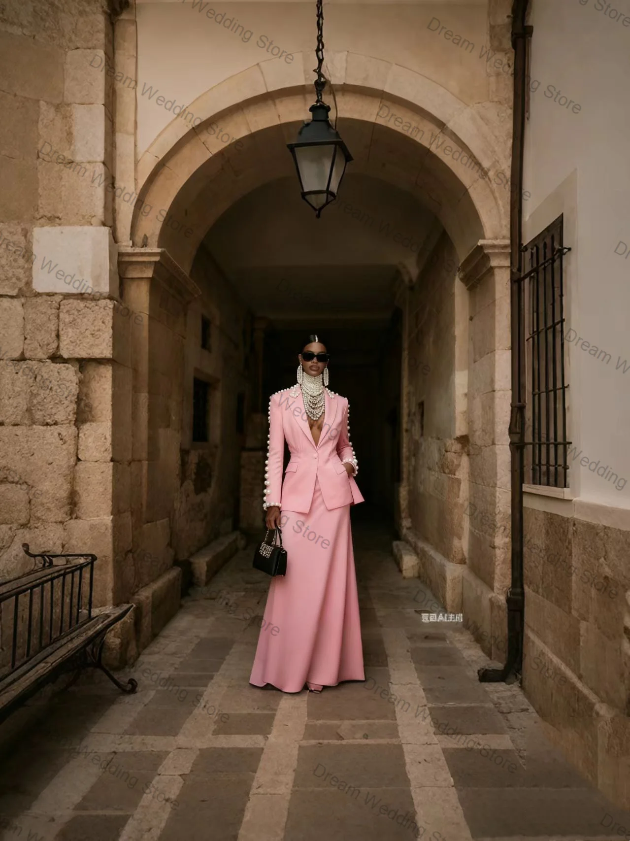 اللؤلؤ المرأة البدلة تنورة مجموعة 2 قطعة السترة + فستان حفلة موسيقية فاخر القطن مكتب رسمي سترة حريمي مخصص معطف الزفاف الضيوف