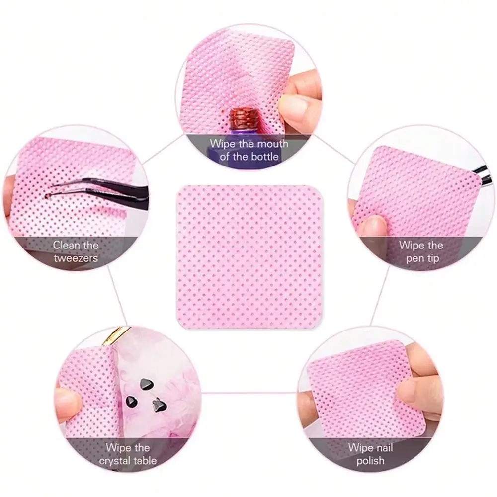 200Pcs/Box Lint Free Clean Cotton Tablet Non-Woven Fabric Eyelash Extension Nail Glue Wipes Cleaner Cloth