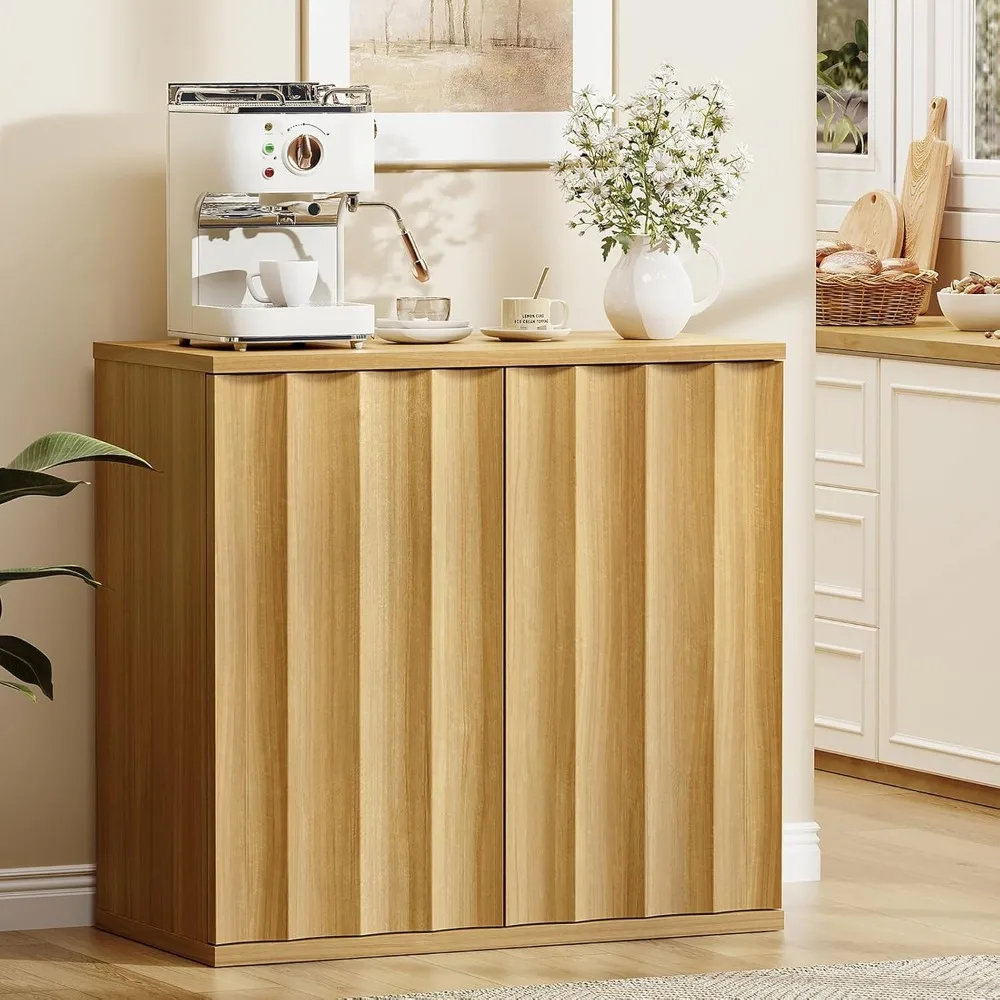 

Fluted Sideboard Cabinet with Storage, 31.5 Coffee Bar Cabinet, Modern Kitchen Buffet Cabinets with Doors, Entryway Cabinets for