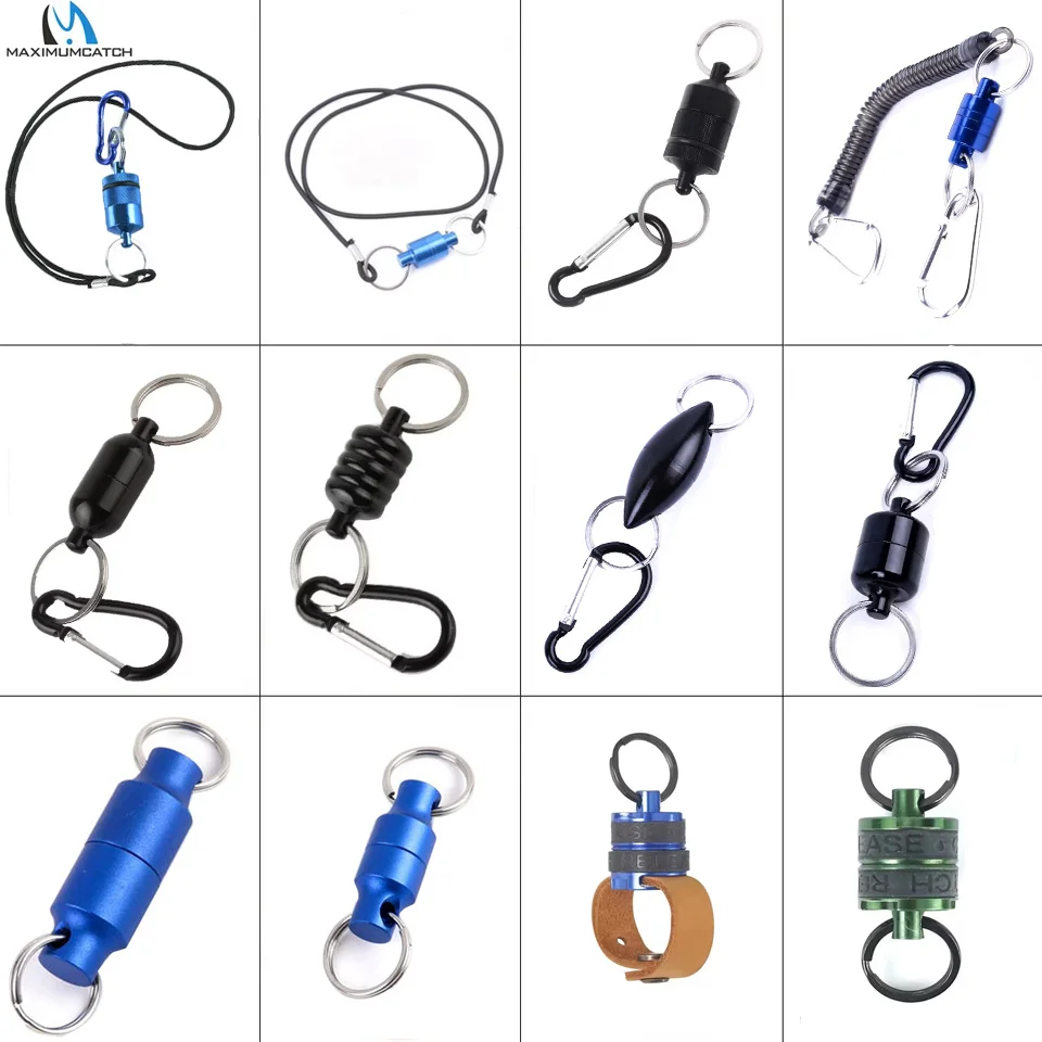 Maximumcatch 11 Different Magnetic Net Releases Blue/Black Durable Stainless Steel Aluminum Fly Fishing Tool Retractor Accessory