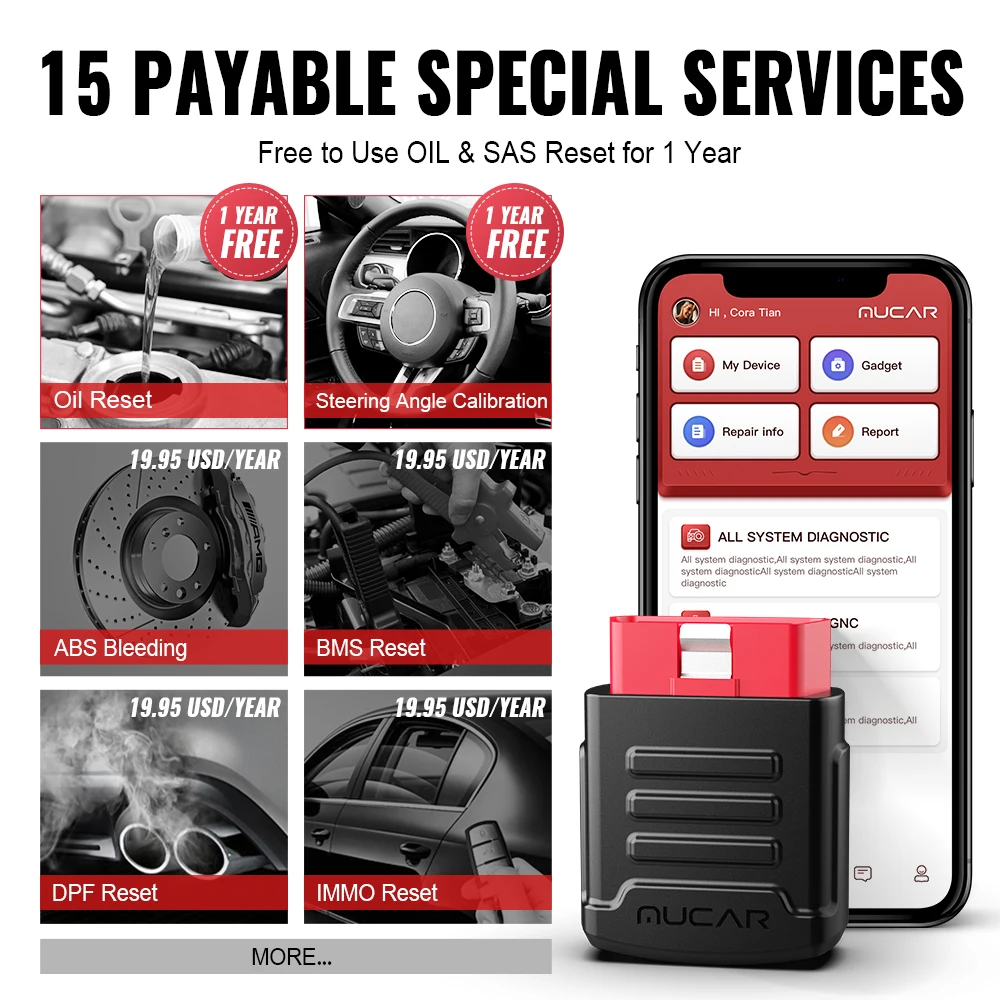 MUCAR BT200 motoryzacyjny narzędzia diagnostyczne Obd 2 Bluetooth Wifi skaner dla wszystkie samochody Auto Obd2 Tester 15 resetuje diagnostykę