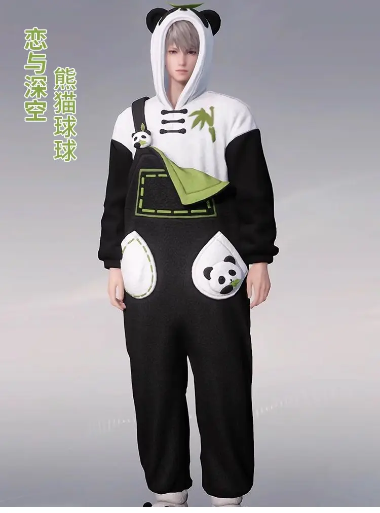 2 ชิ้นชุดความรักและ Deepspace Sylus Xavier Rafayel อะนิเมะ Loungewear Nightgown คอสเพลย์ Coral Velvet ฤดูหนาว Panda ชุดนอน