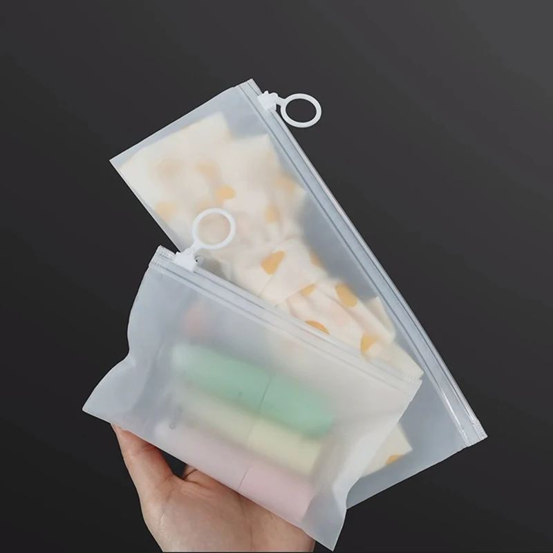 TETP 50Pcs Long Size Zipper Bags With Pull Tabs Home Travel Makeup Brushes Towel Socks Data Cable Packaging Storage Portable