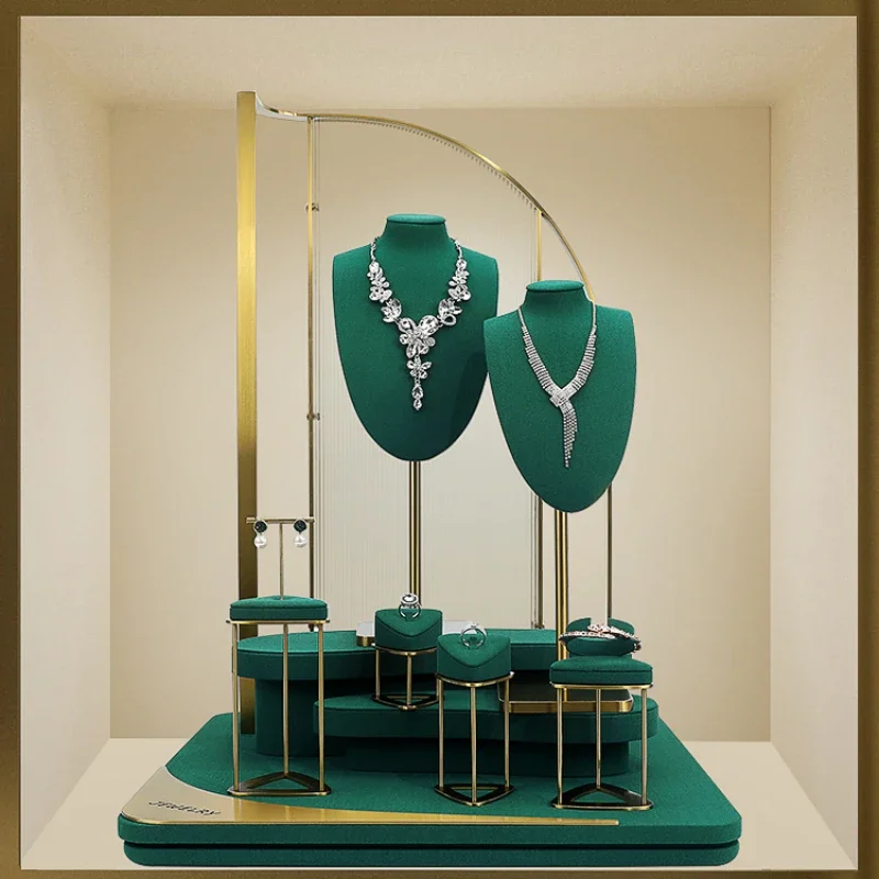 

Green Jewelry Display Prop Metal Jewelry Window Shop Necklace Ring Earring Jewelry Display Shelf