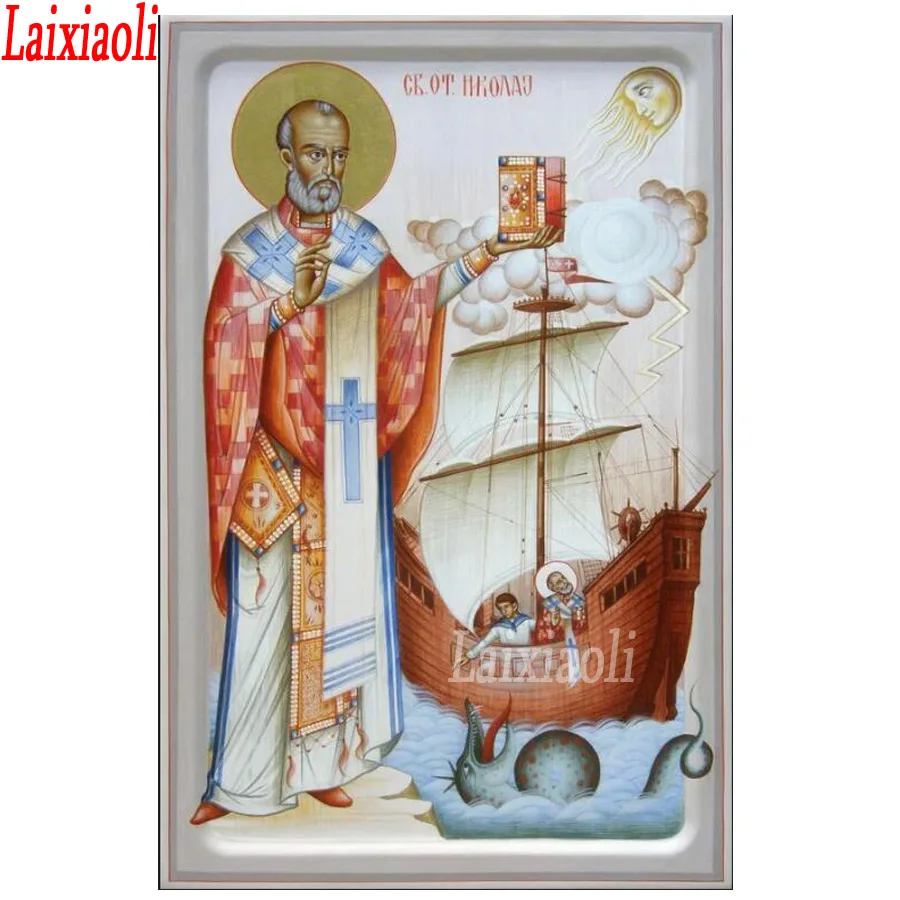 Icons St. Nicholas Of Myra Diamond Embroidery Pattern Orthodox Religion 3D Diamond Painting Mosaic 5D rhinestone Crystal Crafts