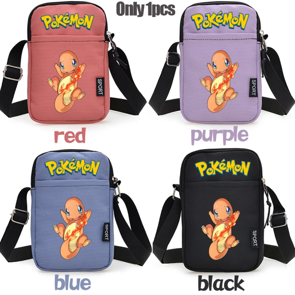 Anime Poke mon Card Storage Wallet Purse Candy Bag Travel Handbags Black Blue Cartoon Crossbody Shoulder Zipper Birthday Gift view 4