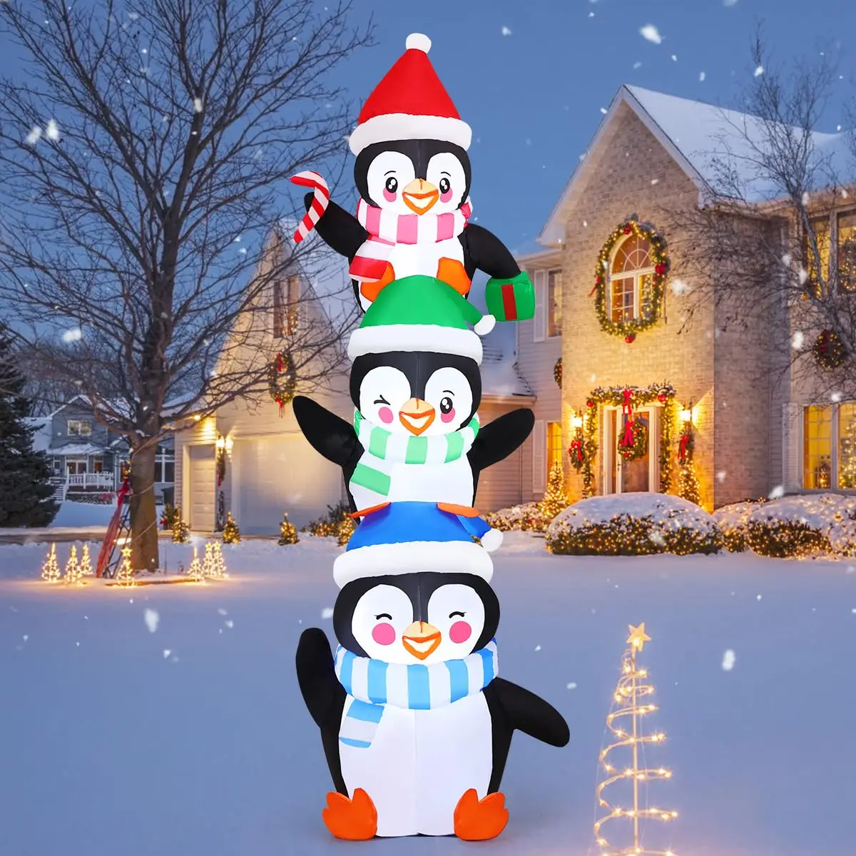 6 FT Penguin Inflatable LED Lights Penguin Blow up Factory Price Outdoor Christmas Decoration for Xmas Holiday Party