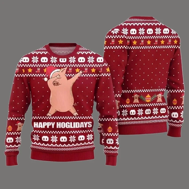 مهرجان مضحك الباليه خنزير طباعة القبيح عيد الميلاد سترة للرجال النساء الجولة الرقبة فضفاضة البلوز الفكاهة مزرعة الحيوان سترة 2026 #2