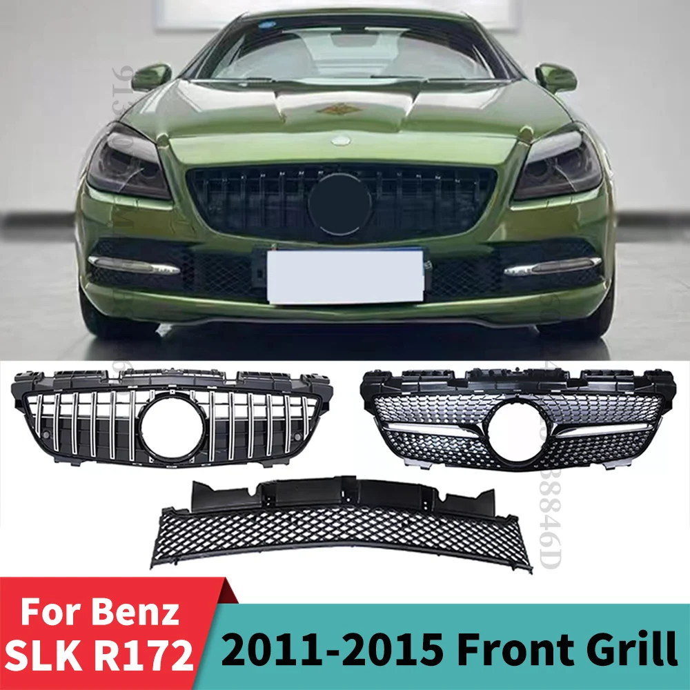 

Front Inlet Grille Racing Hood Mesh Bumper Grill Grid For Mercedes R172 Benz SLK 2011-2015 Diamond GT Style Trim Body Kit Tuning
