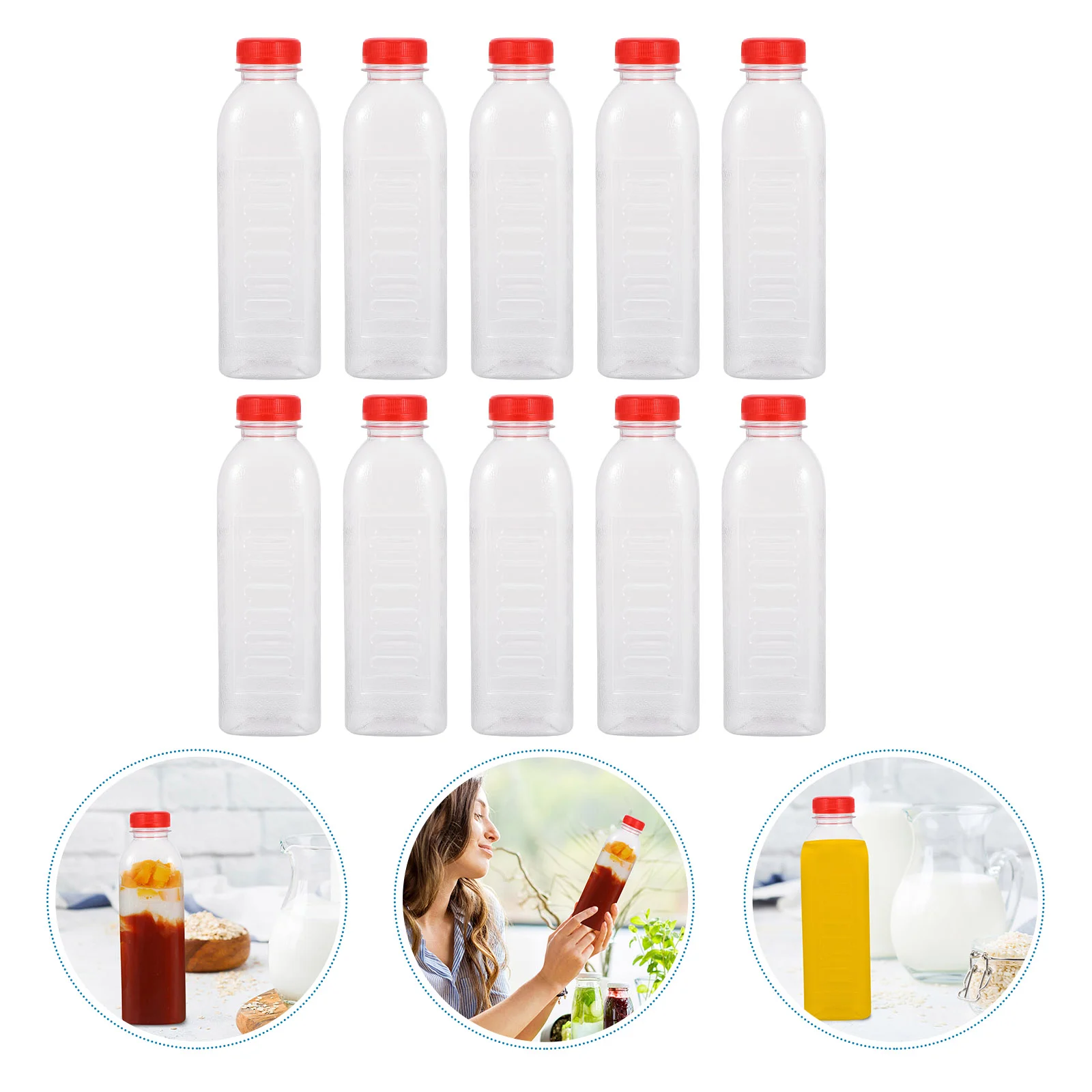 

10 Pcs Recyclable Drink Bulk Pet Water Bottle Juice Bottles Fridge Containers Empty Beverage