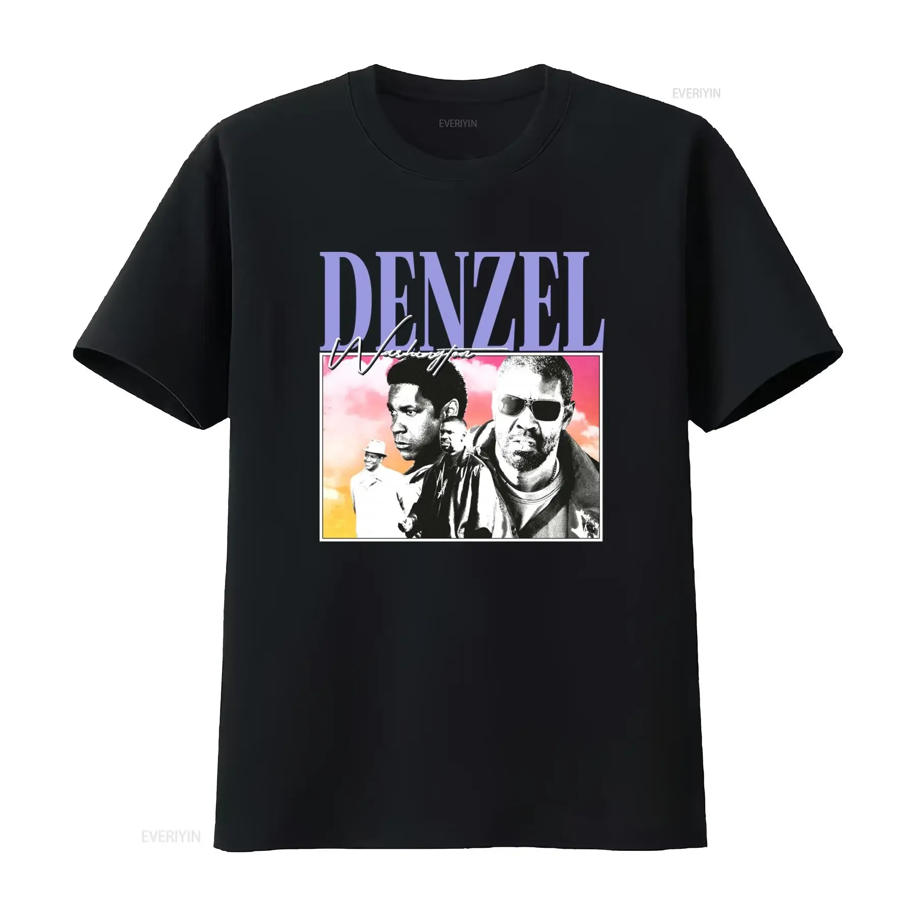 Denzel Washington Vintage Tribute T Shirt Retro 90s Style Fan Homage Short or Long Sleeves vintage Washed streetwear graphic