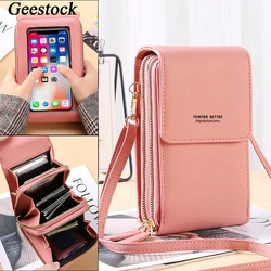 Geestock zadig Women's Touch Screen Cell Phone Shoulder Bags Soft Leather Wallet Purse Woman Strap Handbag Female Crossbody Bag