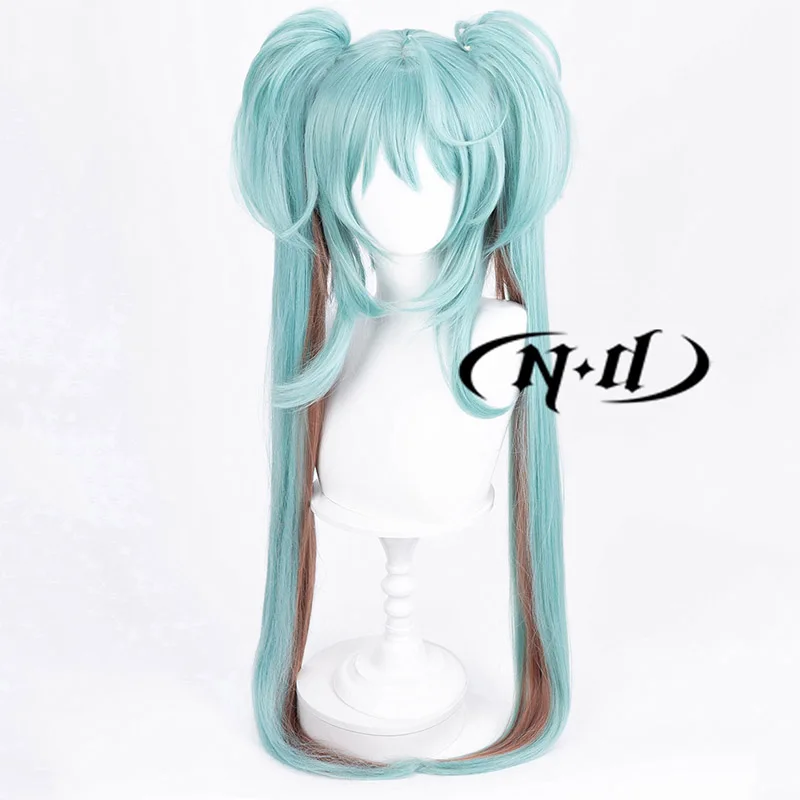 ND Hatsune Miku V Singer Rascal Collab Cosplay Wigs Green Long Hair for Coser Halloween Cosplay Party Heat Resistant Synthetic