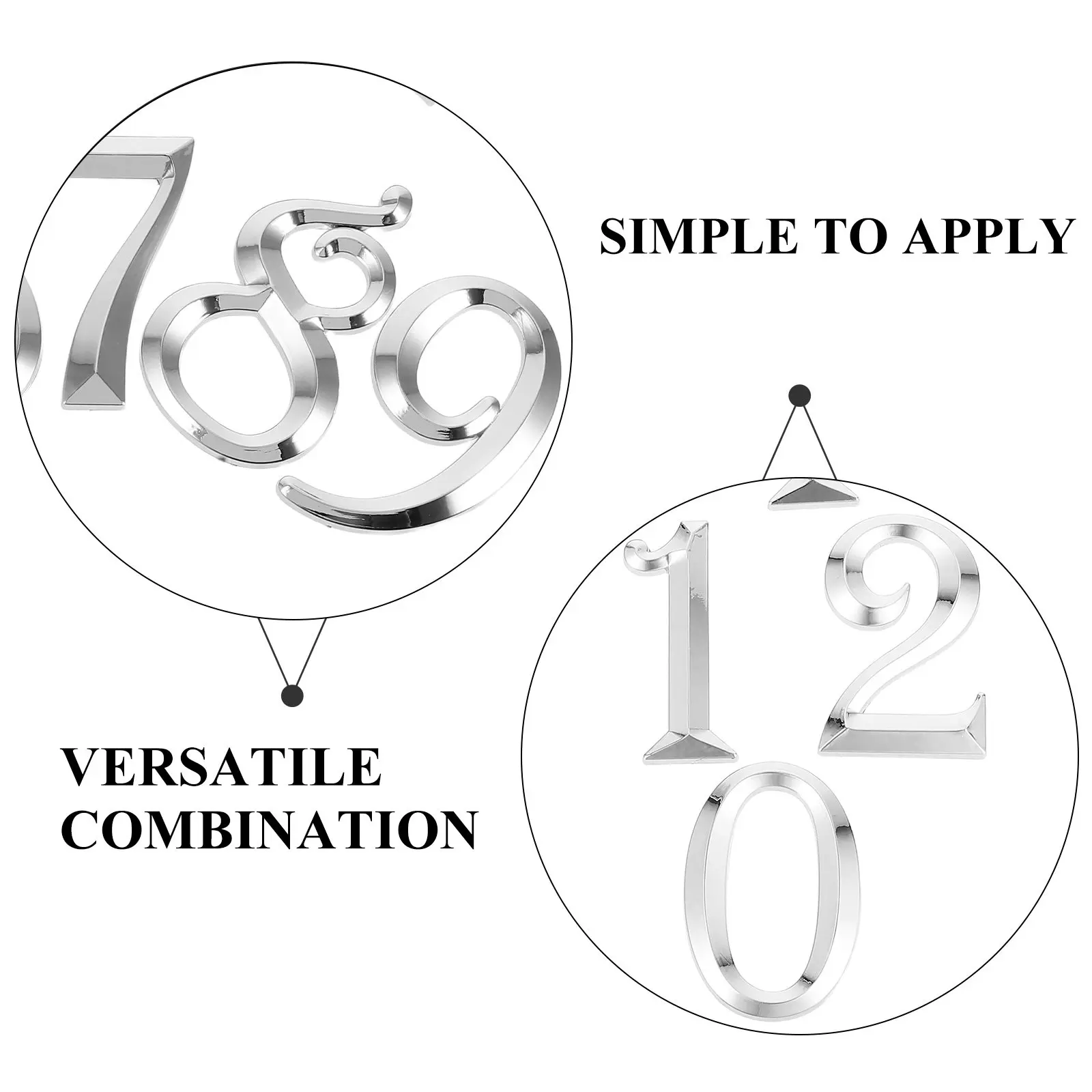 10Pcs Metallic Finish 3D Door Numbers Adhesive Number Stickers for Mailbox Garden Bathroom Door Signs Outdoor Indoor Use