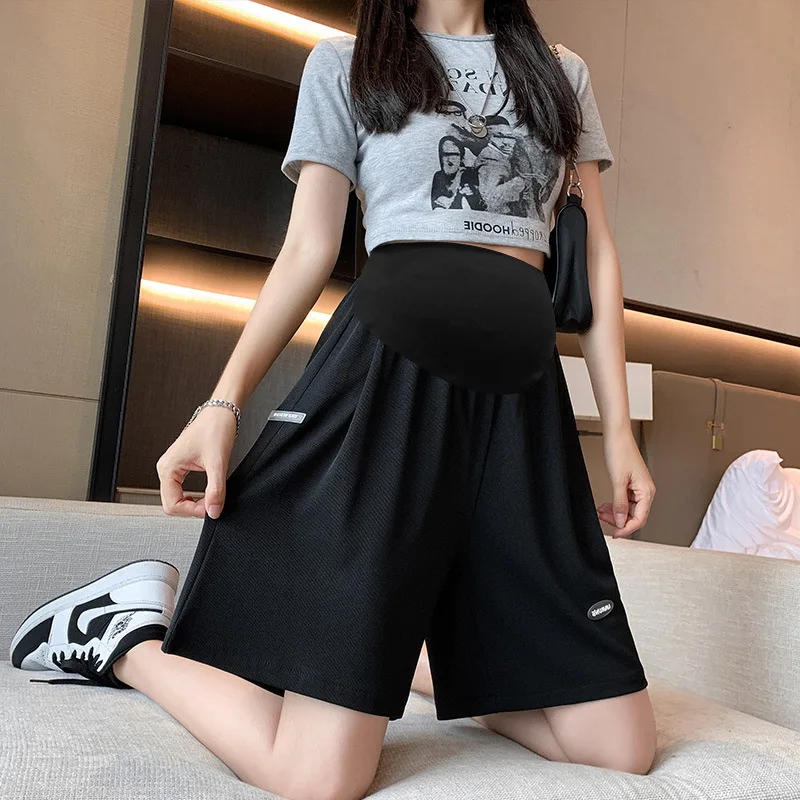 Maternity Shorts Summer Thin Belly Support Loose High Waist Wide Leg Plus Size Pregnant Women Casual Daily Wear Home Travel