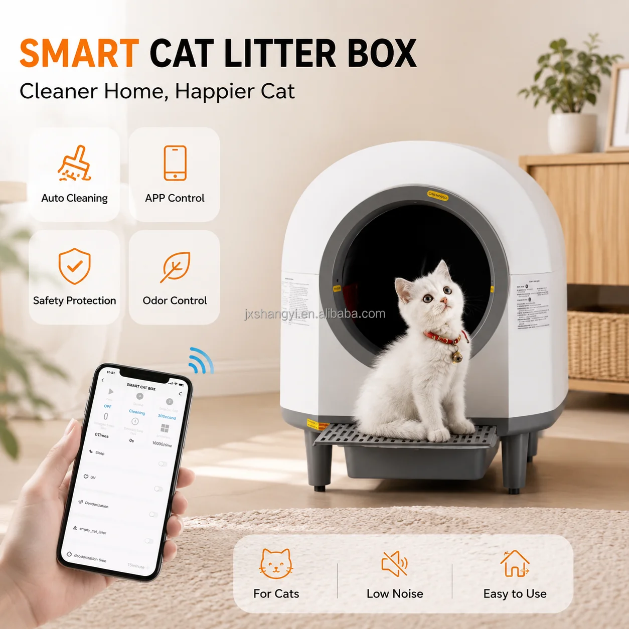 hit product80L Extra Large Smart Automatic Cat Litter Box for Large Cats with 9L Bin and Tuya APP Control