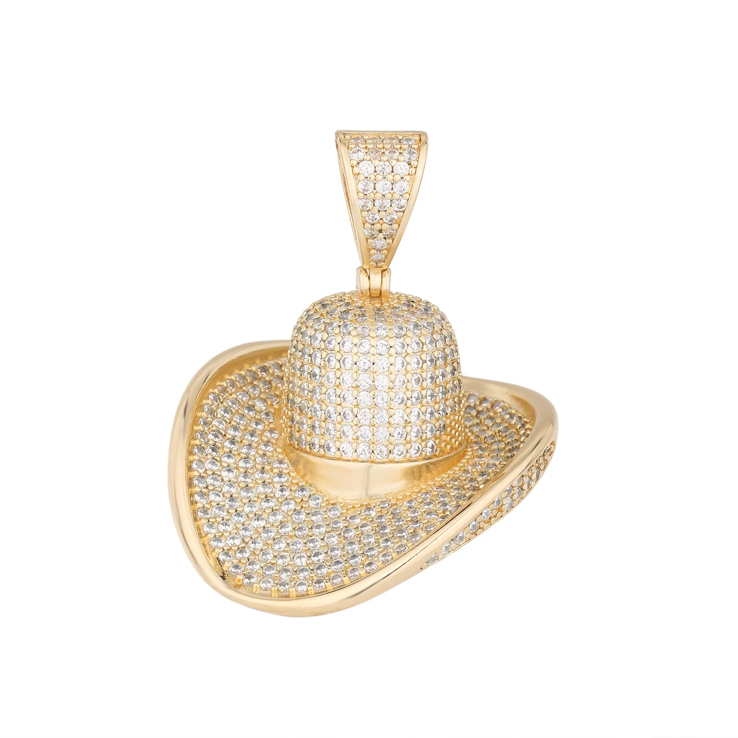 A hat-shaped pendant studded with cubic zirconia (CZ) and can be paired with a chunky chain for a Unisex streetwear style.