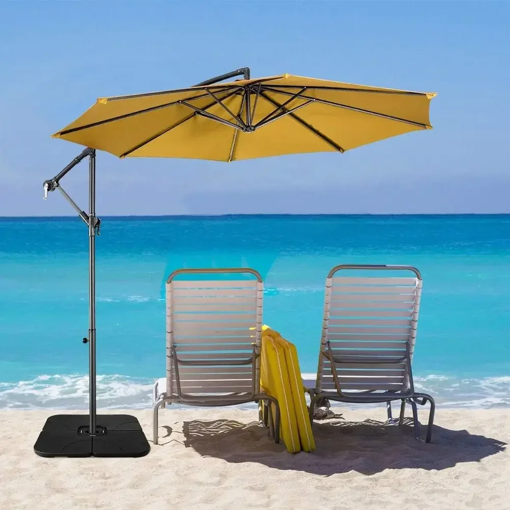 4-Piece Patio Umbrella Base, Water/Sand Filled Cantilever Stand with Carry Handles, Outdoor Garden Yard Beach (20 x 20 Square)