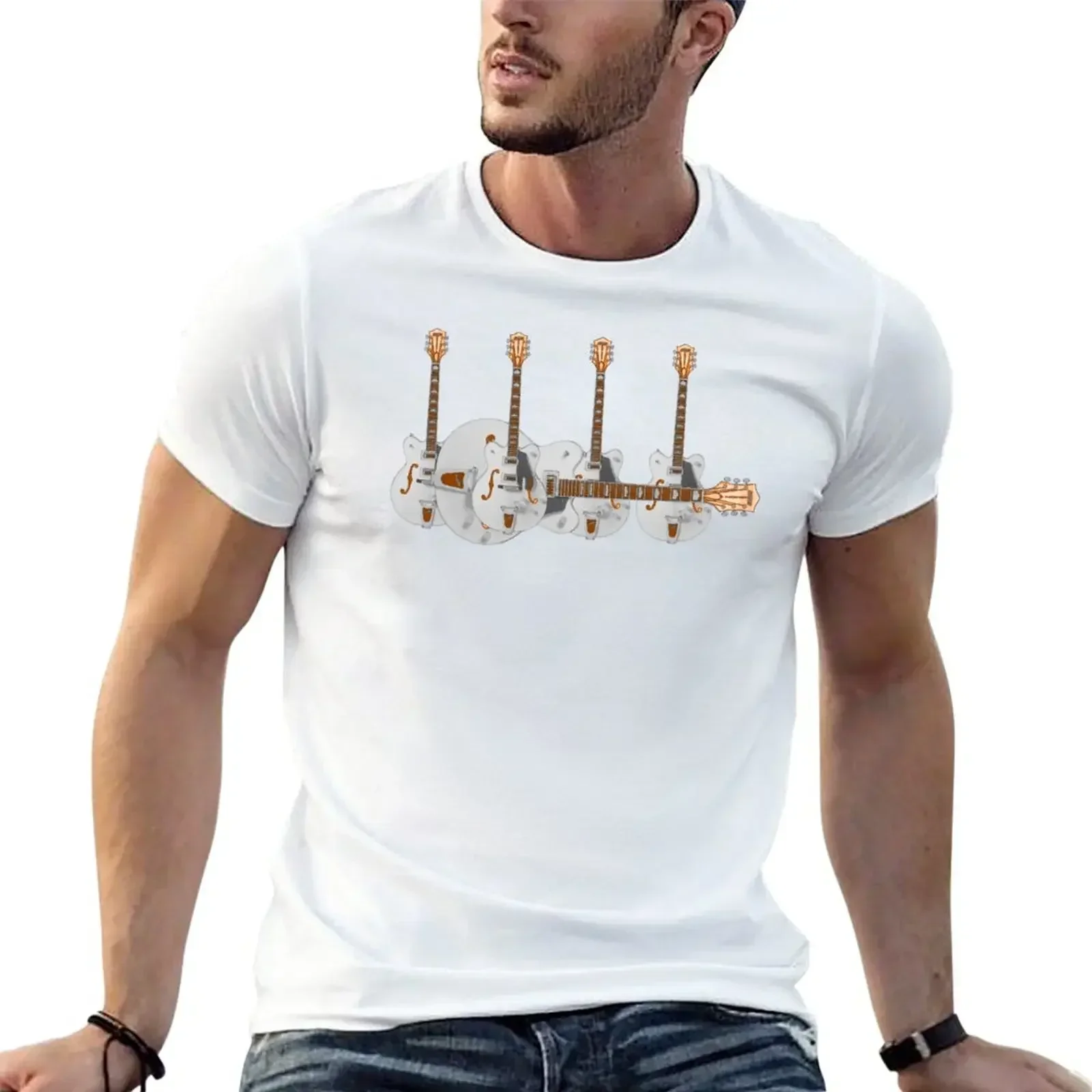 New gretsches TShirt black t shirt boys white outfits mens graphic t-shirts big and tall 2024 round neck cotton heavyweight sale