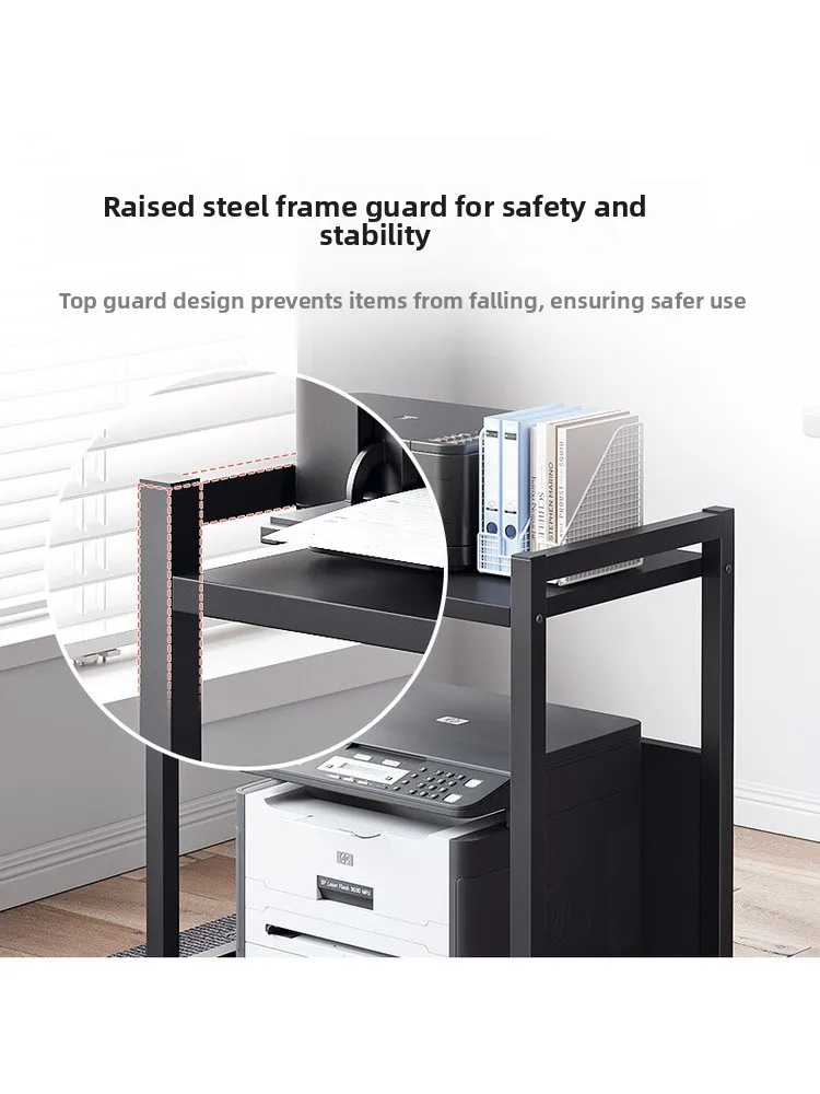 Mobile Small Floor-standing Printer Stand Office Desk Multi-functional Host Storage Organizer Rack Modern Simple Style Home F...