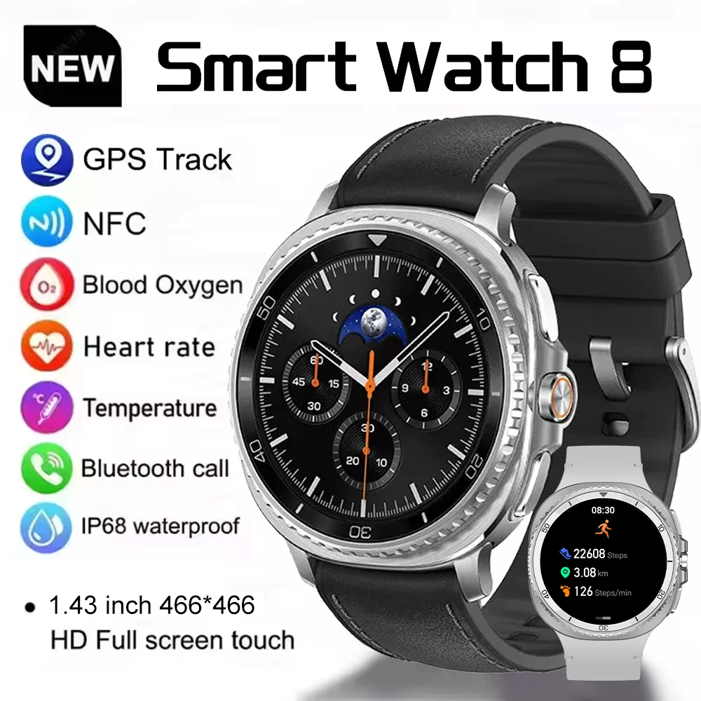 1.43 inch Watch 8 classic GPS Track Smart Watch Men Women Health Sport AMOLED Heart Rate Bluetooth Call Waterproof Watch 8 Ultra