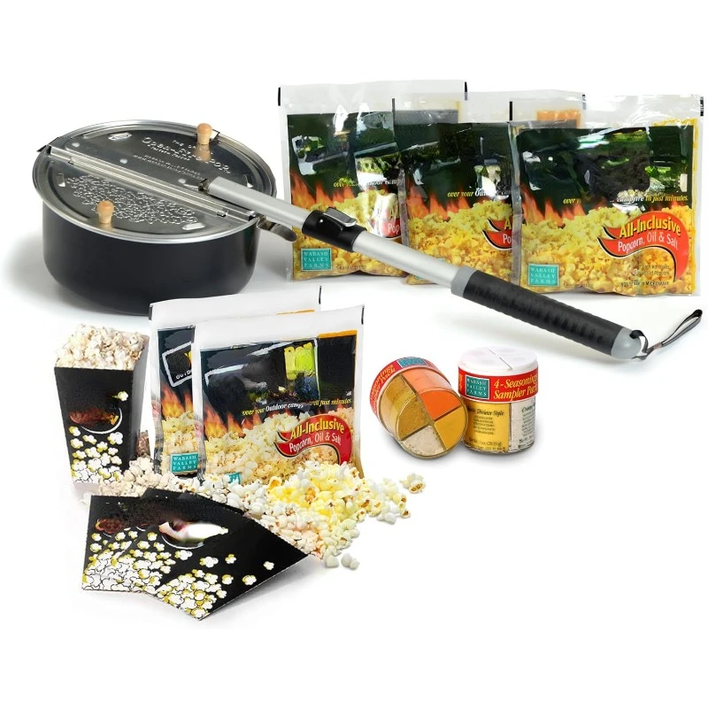 

Campfire Popcorn Popper Starter Kit - The Original Whirley Pop Open Fire Popcorn Popper With Popcorn Kit