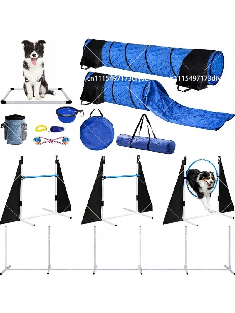 Dog Agility Training Obstacle Set with Jumping, Climbing and Tunnel Drills for Canine Fitness and Race Prep