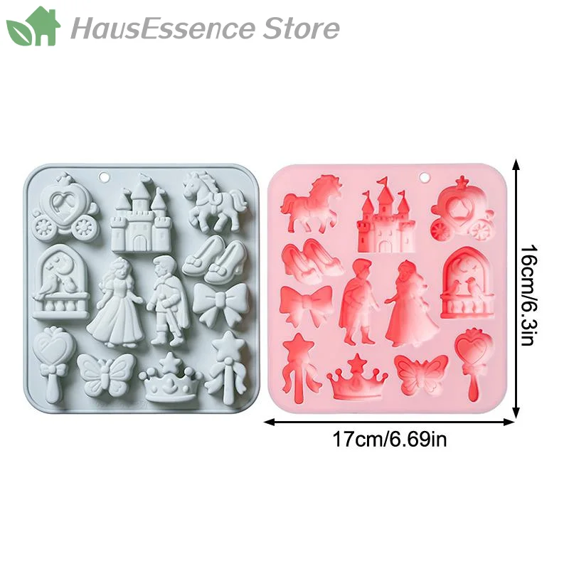 ※Premium 12 Cavity Prince, Princess Silicone Mold 3d Bow, Castle, Horse Fondant Candy Chocolate Mould Cake Decoration For