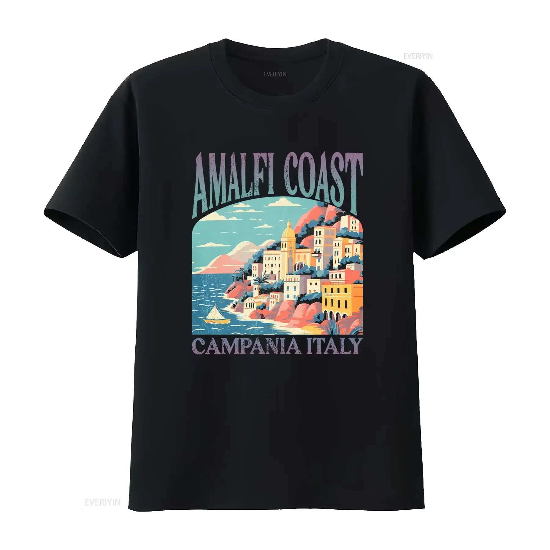Amalfi Coast Italy T Shirt Travel Italia Positano Italian Lemon Retro Design Vintage Style for  vintage Washed streetwear