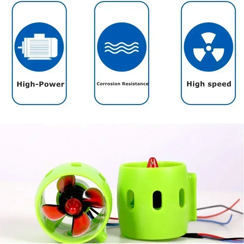 12V-24V Brushless Boat Electric Motor DIY Ship Underwater Thruster 4Blade Propeller Propulsion 30W-200W For ROV RC Bait Tug Boat