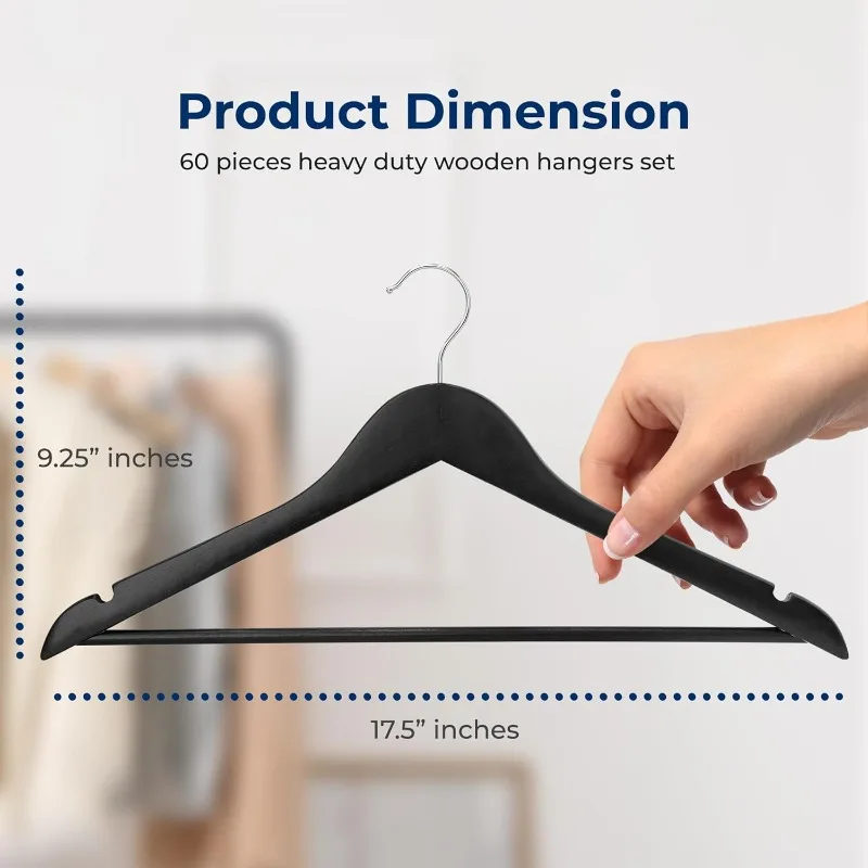 60 Pieces  h 360 Degree Swivel Metal Hook, Can Hold Up to 10 Lbs. for Coats, Jackets, Pants & Dress (Black)