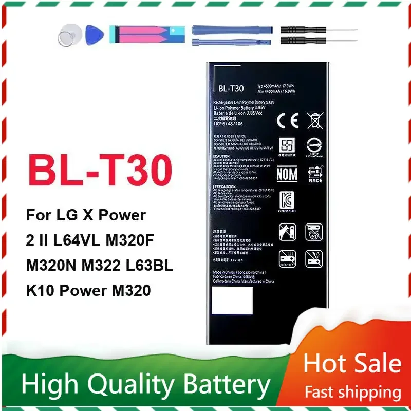 

BL-T30 Battery for LG X Power2 II L64VL M320F M320N M322 L63BL K10 Power M320 M320DSN M320TV MLV7N Bateria Warranty + Track NO