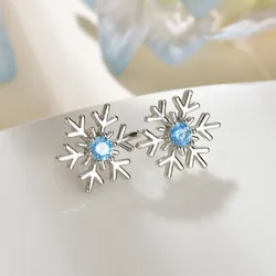 2023 Sparkling Cute Small Crystal Snowflake Ear Studs Female Christmas Trendy Metal Earrings For Women Minimalist Charm Jewelry